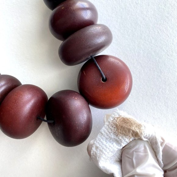 African PF Copal Amber Bakelite Faturan Graduated Beads 15in Necklace 195.2g - Picture 10 of 16